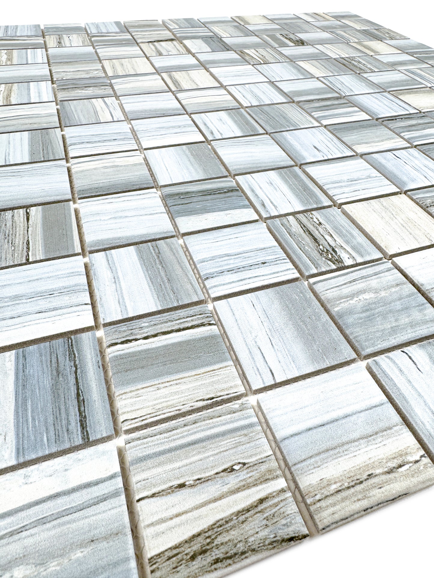 Majestic Naturale Light Blue & Milky White & Light Grey Mixed Stone Pattern Porcelain Mosaic