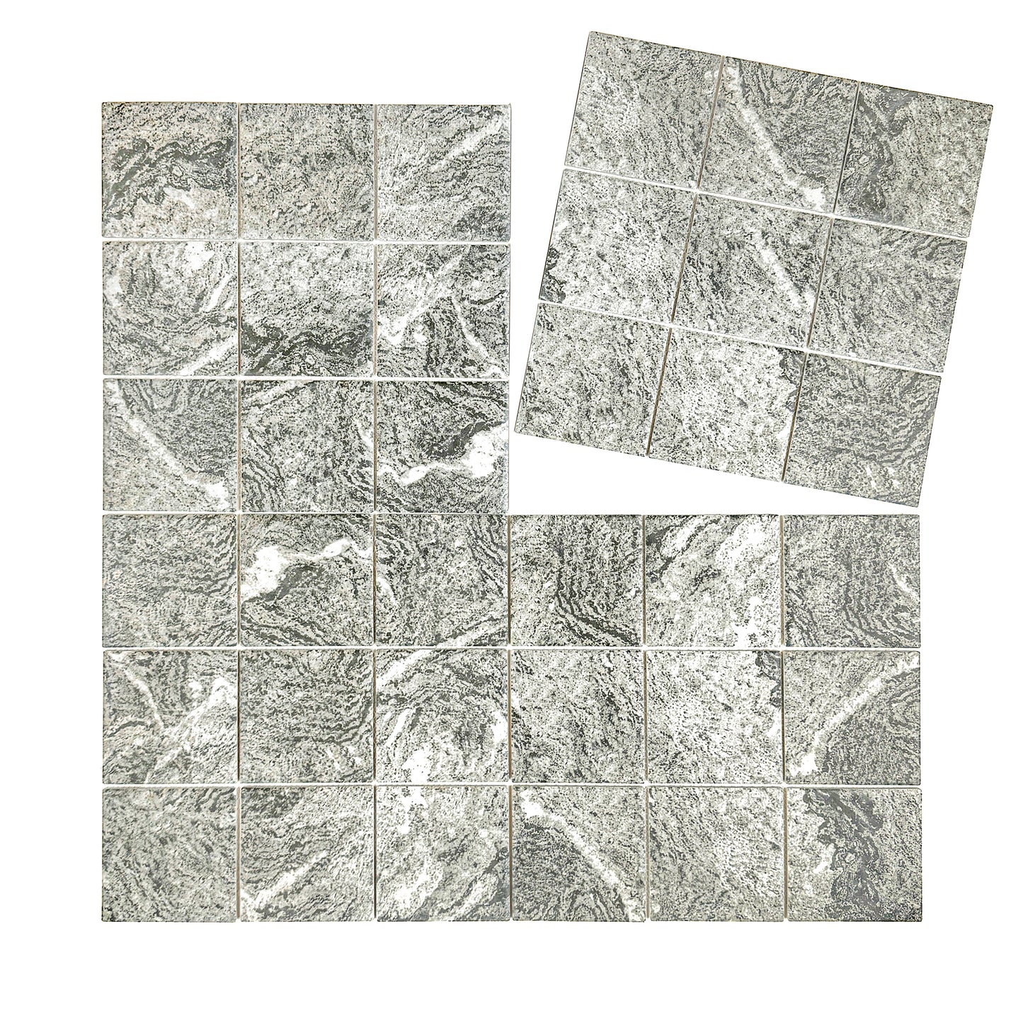 Majestic Naturale Light Black And Light  Brown Mixed Stone Pattern Porcelain Mosaic