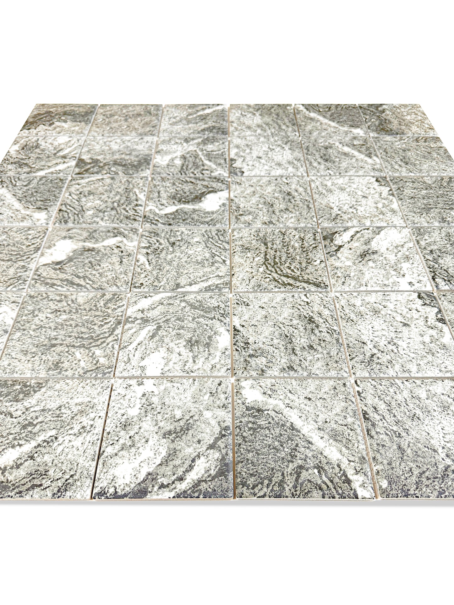 Majestic Naturale Light Black And Light  Brown Mixed Stone Pattern Porcelain Mosaic