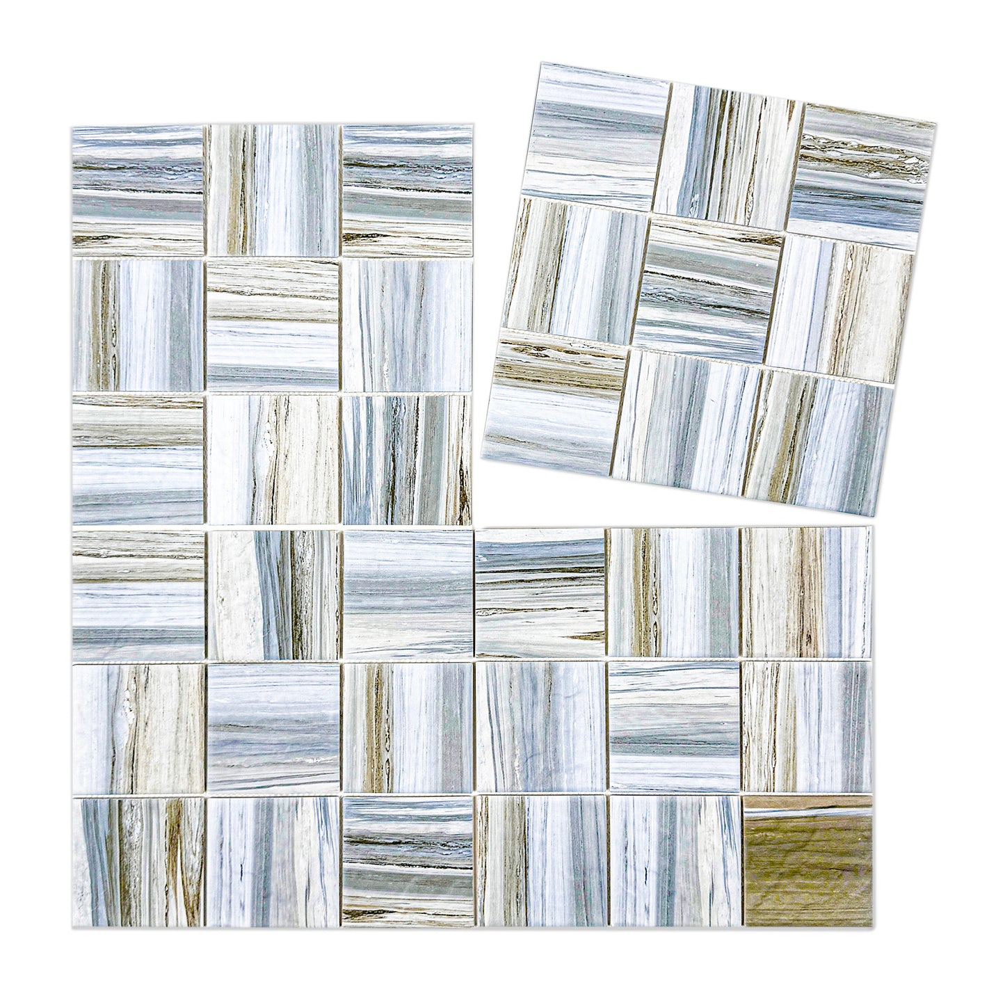 Majestic Naturale Light Blue & Milky White & Light Grey Mixed Stone Pattern Porcelain Mosaic