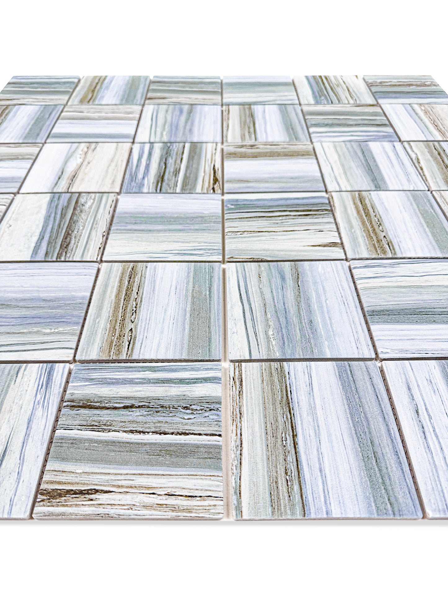 Majestic Naturale Light Blue & Milky White & Light Grey Mixed Stone Pattern Porcelain Mosaic