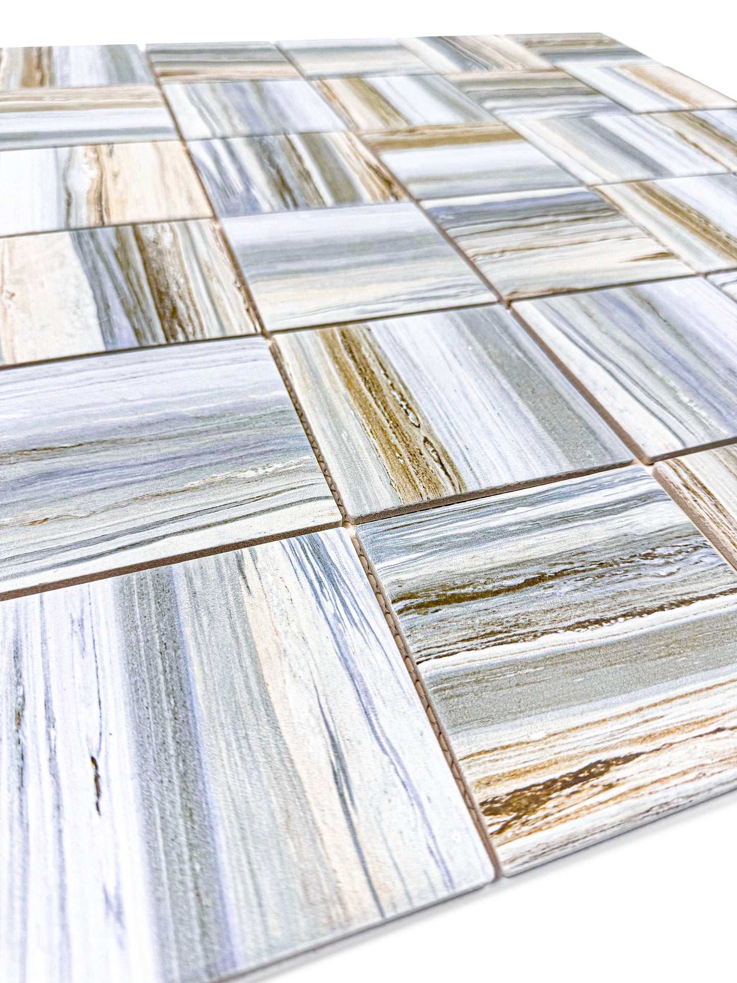 Majestic Naturale Light Blue & Milky White & Light Grey Mixed Stone Pattern Porcelain Mosaic