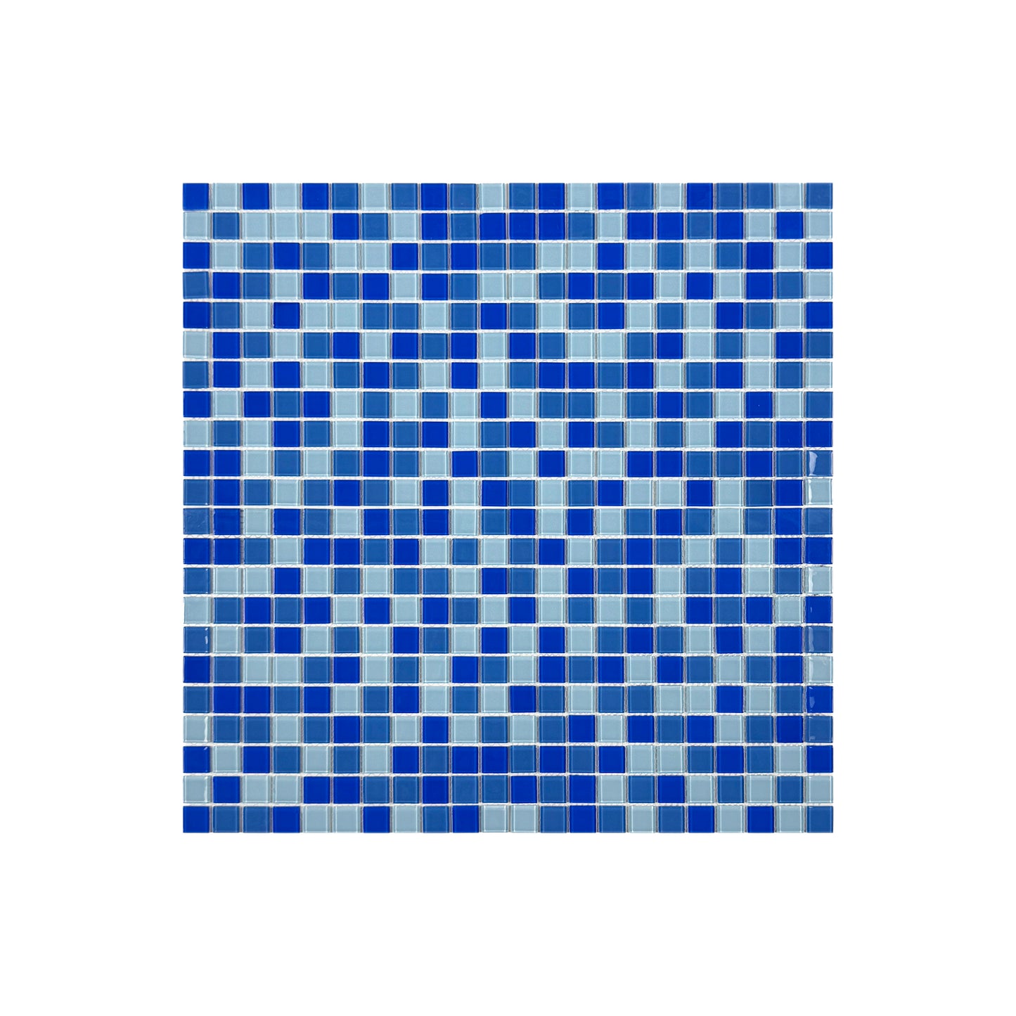 Azure Enchantment Series White & Sky Blue & Cobalt Blue Mixed Crystal Glass Mosaic