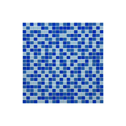 Azure Enchantment Series White & Sky Blue & Cobalt Blue Mixed Crystal Glass Mosaic
