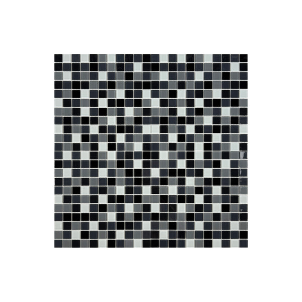 Azure Enchantment Series Black & White & Grey Mixed Crystal Glass Mosaic