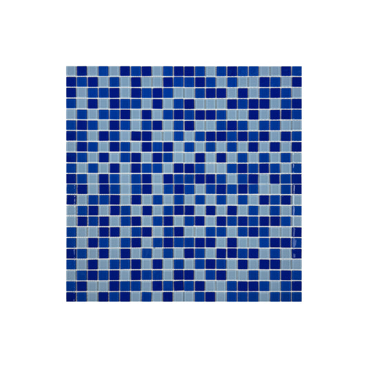Azure Enchantment Series Light Blue & Cobalt Blue & Navy Blue Mixed Crystal Glass Mosaic