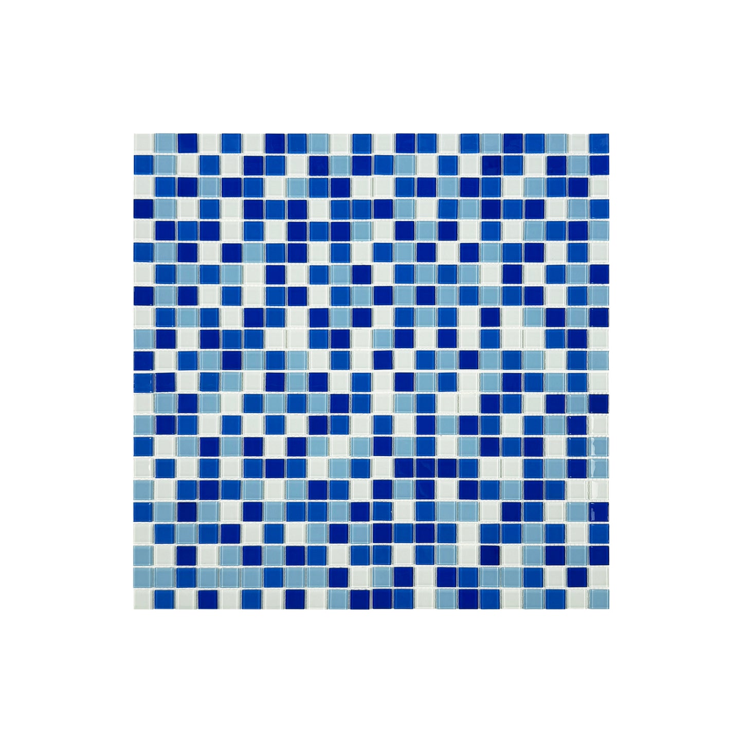 Azure Enchantment Series White & Baby Blue & Cobalt Blue & Navy Blue Mixed Crystal Glass Mosaic