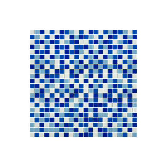 Azure Enchantment Series White & Baby Blue & Cobalt Blue & Navy Blue Mixed Crystal Glass Mosaic