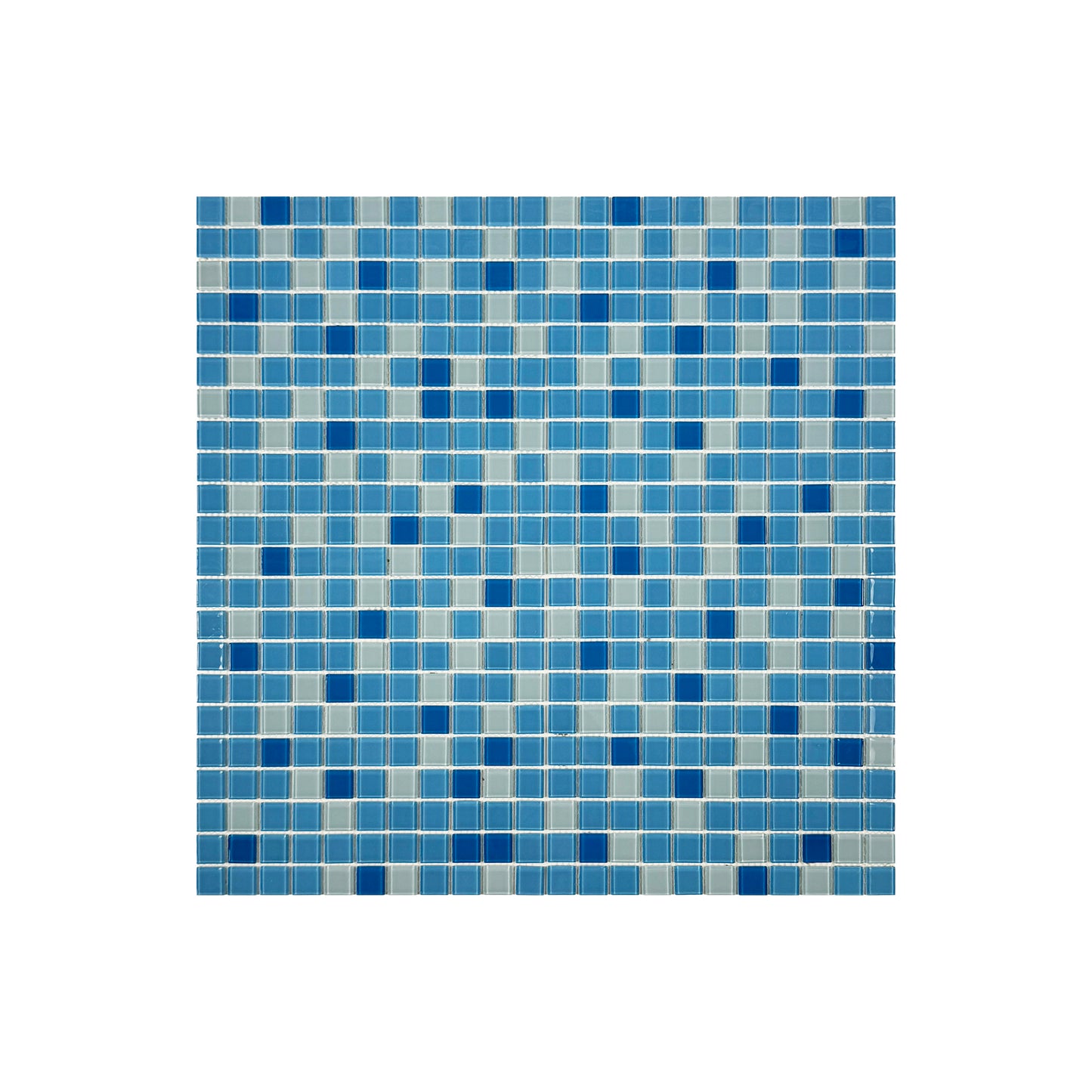 Azure Enchantment Series White & Baby Blue & Cobalt Blue Mixed  Crystal Glass Mosaic