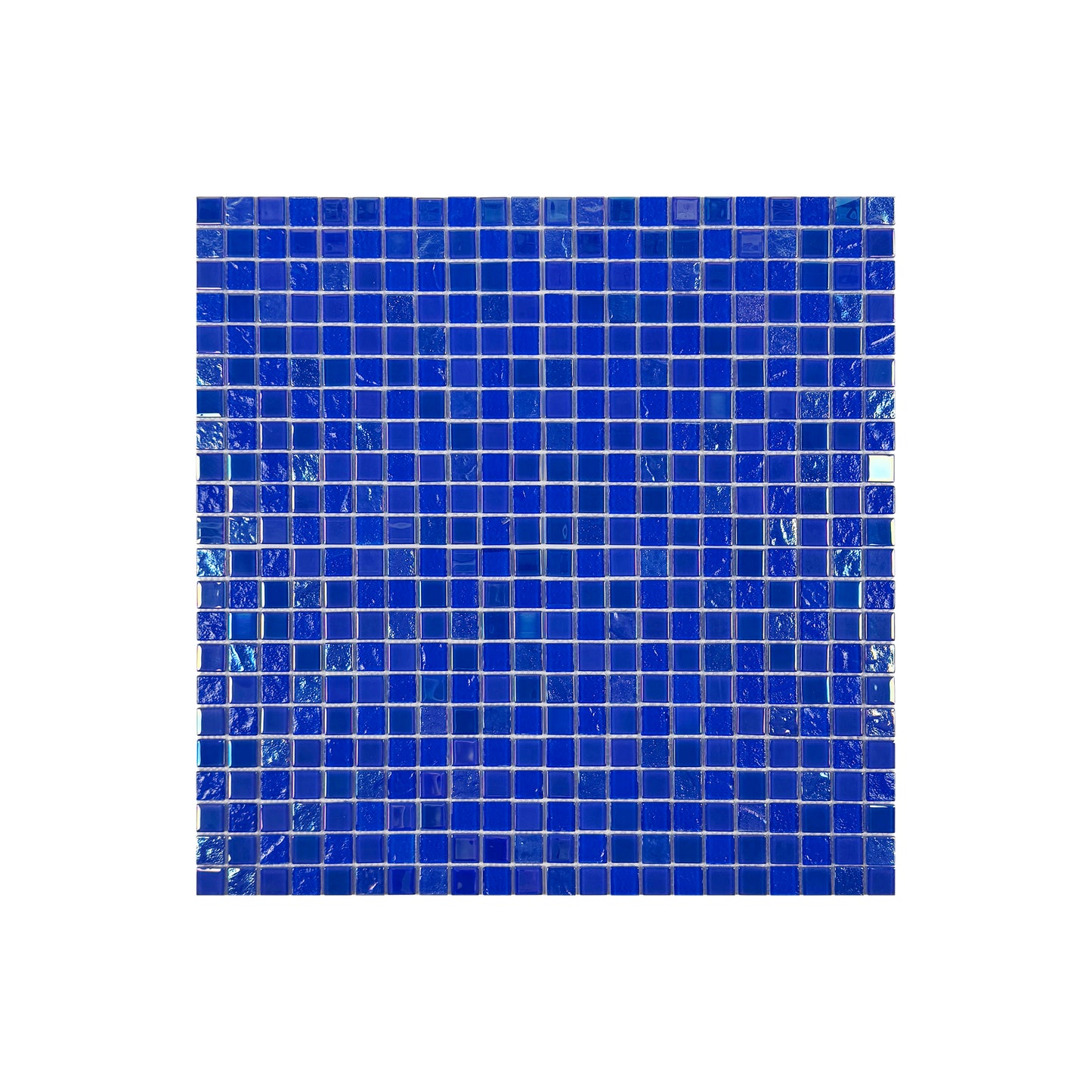 Crystal Cascade Series Klein Blue Iridescent Mixed Wave Pattern Crystal Glass Mosaic