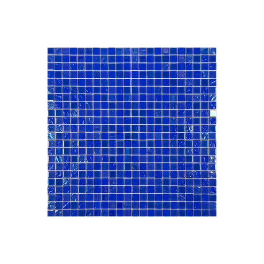 Crystal Cascade Series Klein Blue Iridescent Mixed Wave Pattern Crystal Glass Mosaic