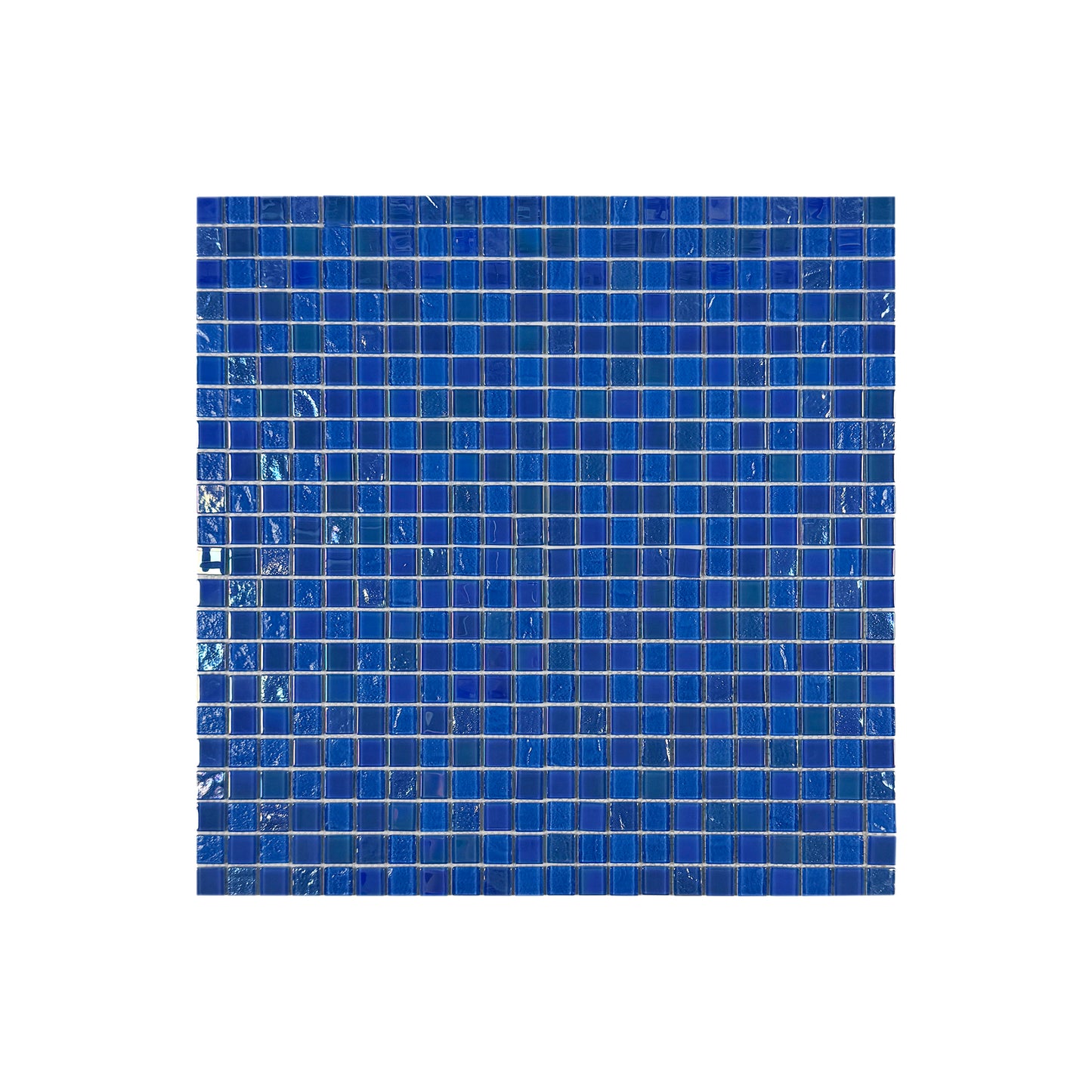 Crystal Cascade Series  French Blue Iridescent Mixed Wave Pattern Crystal Glass Mosaic