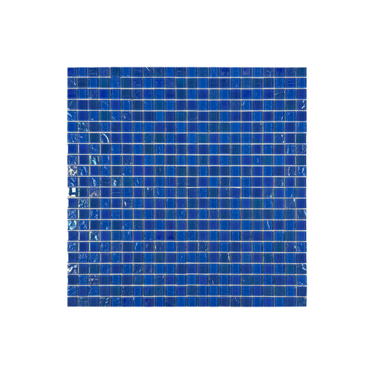 Crystal Cascade Series  French Blue Iridescent Mixed Wave Pattern Crystal Glass Mosaic