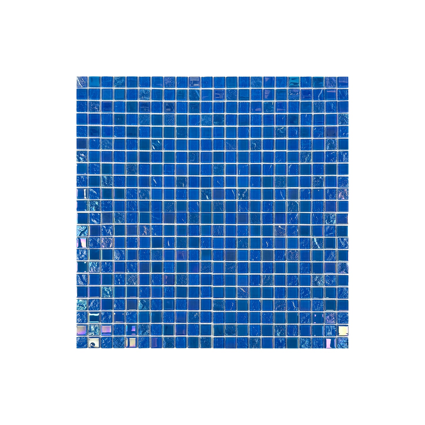 Crystal Cascade Series French Blue & Oriental Blue Iridescent Mixed Wave Pattern Crystal Glass Mosaic