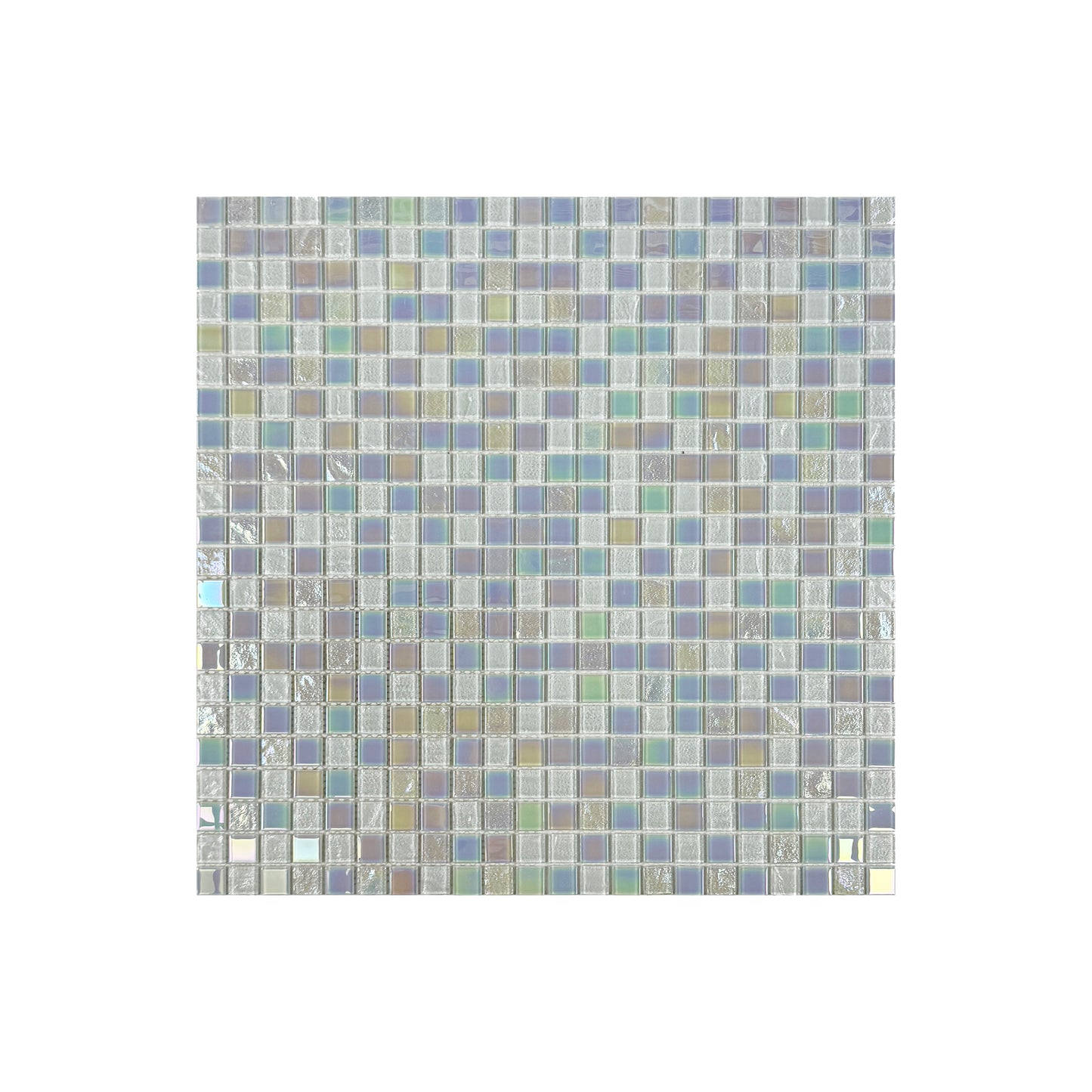 Crystal Cascade Series White Iridescent Mixed Wave Pattern Crystal Glass Mosaic