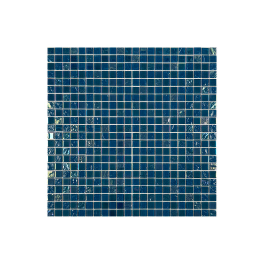Crystal Cascade Series Pine Green & Sapphire Blue Iridescent Mixed Wave Pattern Crystal Glass Mosaic